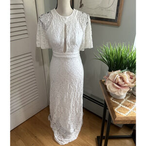 Zack Dress Womens 6 US 2 White Lace Maxi Feminine Dainty Romantic Angelcore